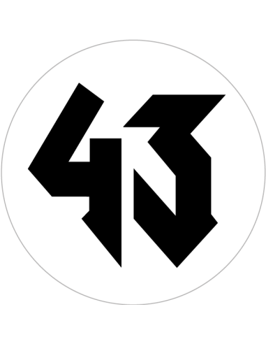 Sticker numéro 43 Ken Block – impression noire sur cercle blanc plastifié