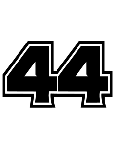 Sticker numéro 44 noir de Lewis Hamilton, design racing pour déco voiture, casque ou mur – Vinyle haute qualité.