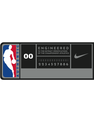 Sticker imprimé NBA Authentique personnalisable avec taille de vêtement – étiquette basket