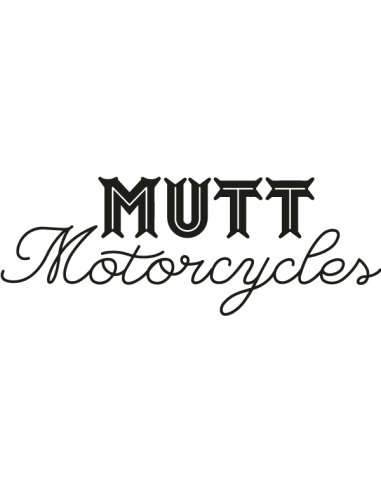 Sticker logo Mutt Motorcycles en vinyle découpé pour personnalisation moto.