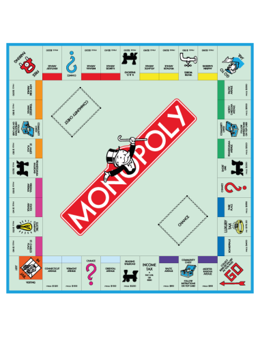 Sticker adhésif décoratif plateau de jeu Monopoly pour personnalisation de table.