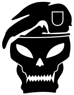 Sticker Call of Duty Black Ops crâne béret en vinyle découpé pour gaming.