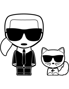sticker autocollant du créateur de mode karl lagerfeld et de son chat choupette