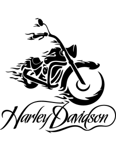 Custom chopper motorcycle sticker decal with flames and typography for gas tank, helmet or bodywork decoration