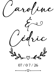 Customized wedding sticker decal with names and date in vinyl for welcome sign and mirror decoration