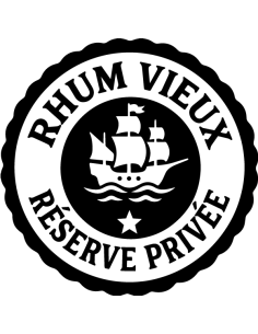 Sticker autocollant rond logo Rhum Vieux Réserve Privée avec navire pirate pour décoration baril et bar