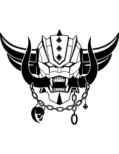 Sticker autocollant mashup tête de Goldorak et logo Snaggletooth Warpig Motörhead en vinyle pour voiture