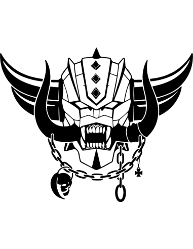 Sticker autocollant mashup tête de Goldorak et logo Snaggletooth Warpig Motörhead en vinyle pour voiture