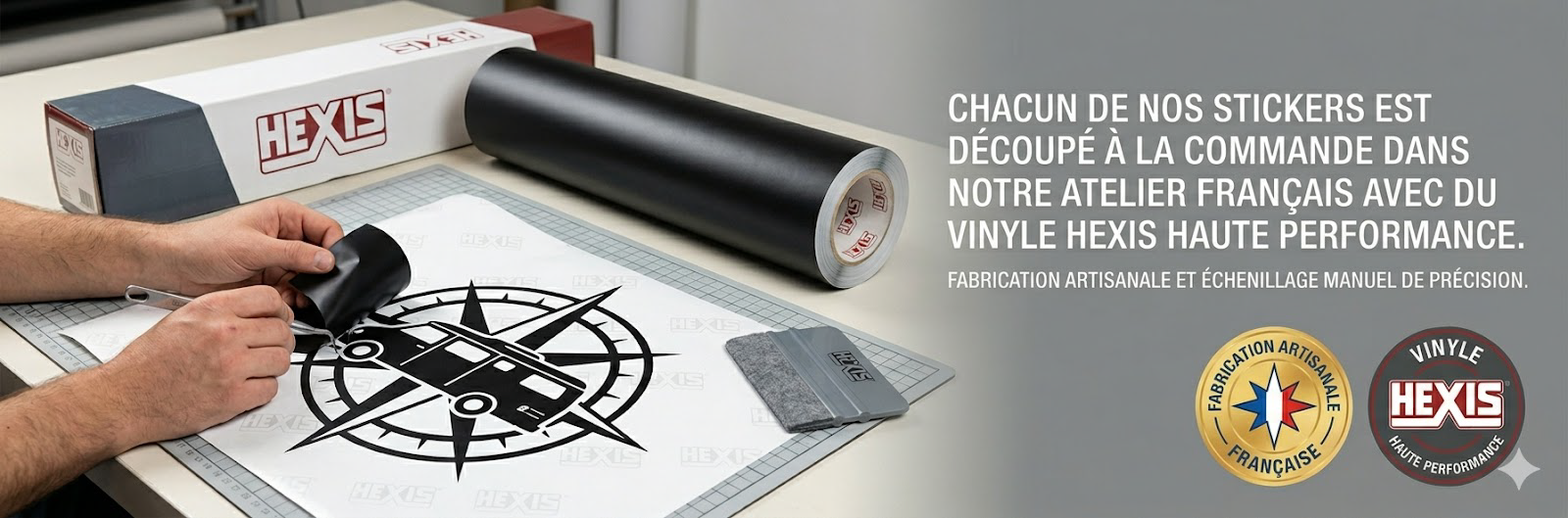 Savoir-faire artisanal Passion Stickers - Échenillage manuel vinyle Hexis Pro